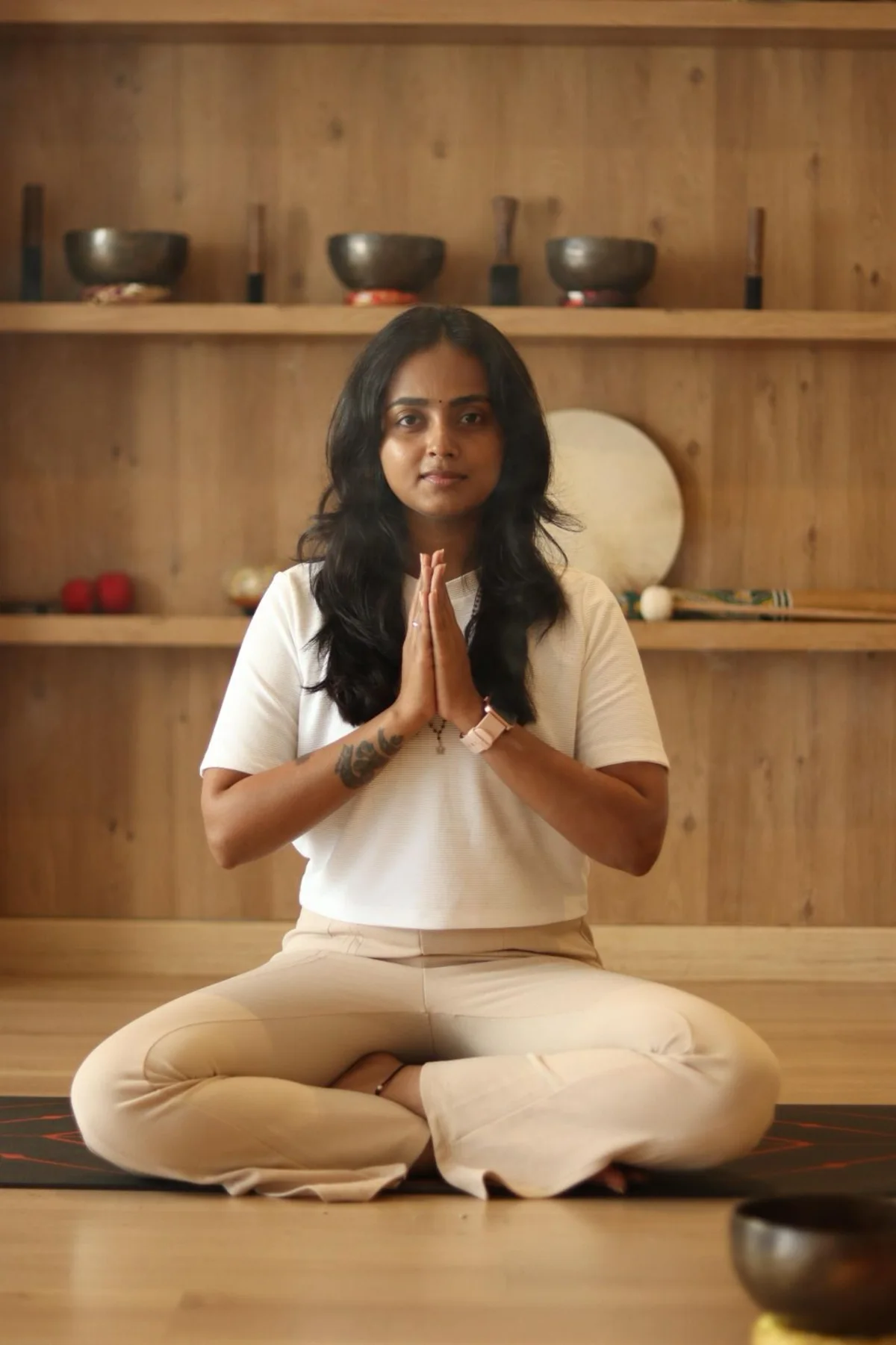 Padmashree C Jain, co-founder of Pragalbha, seated in the studio